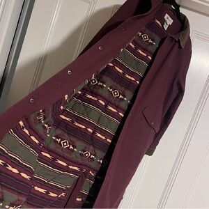 Vintage L.L. Bean Fleece Aztec Bohemian Lined Long Barn Coat Size XS